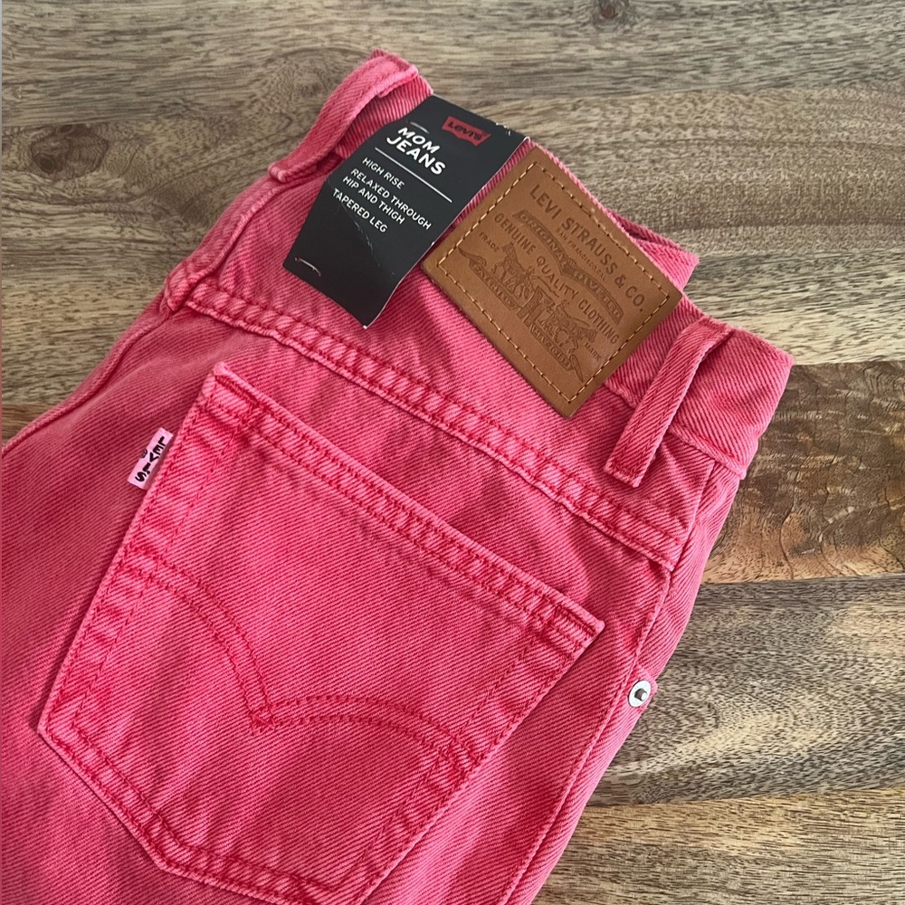 Red washed Levi’s “mom jeans” style, NEVER WORN!